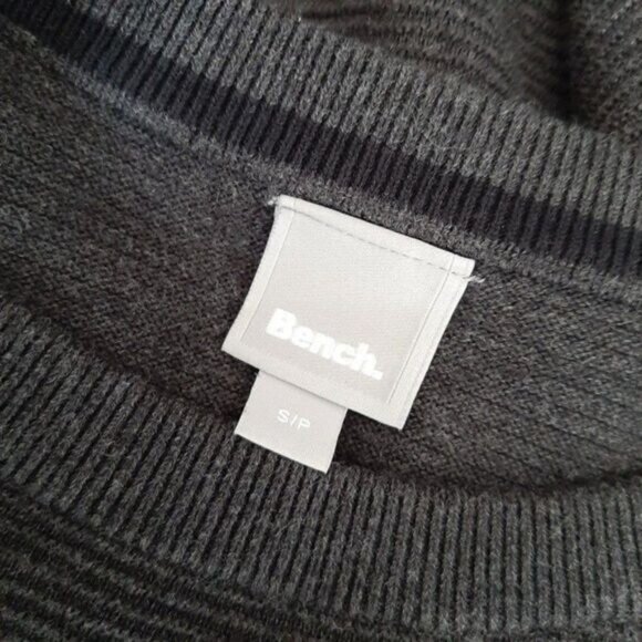 BENCH Crewneck Ribbed Sweater Textured Grey Men's Sz S - Picture 7 of 9